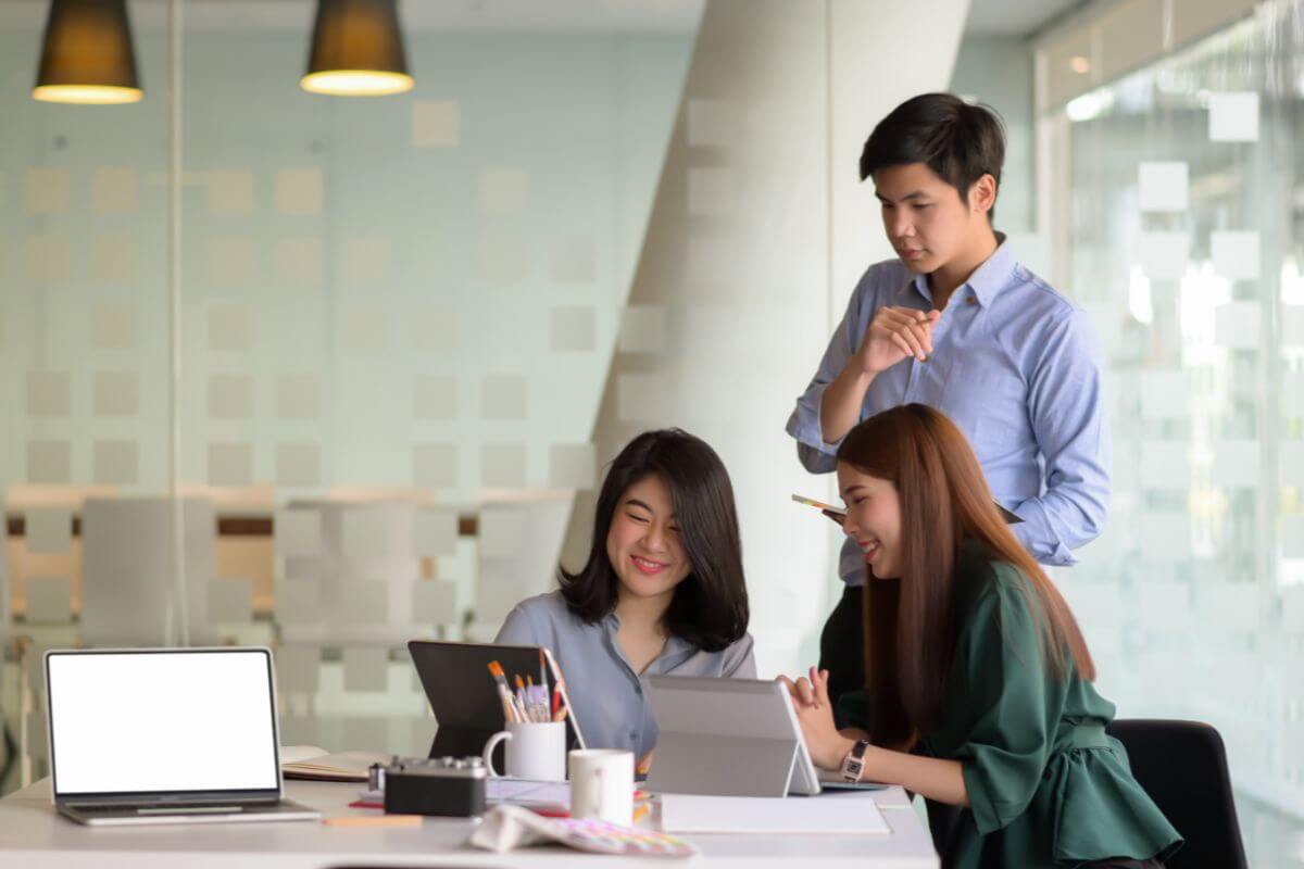 leaders in an office evaluating talent